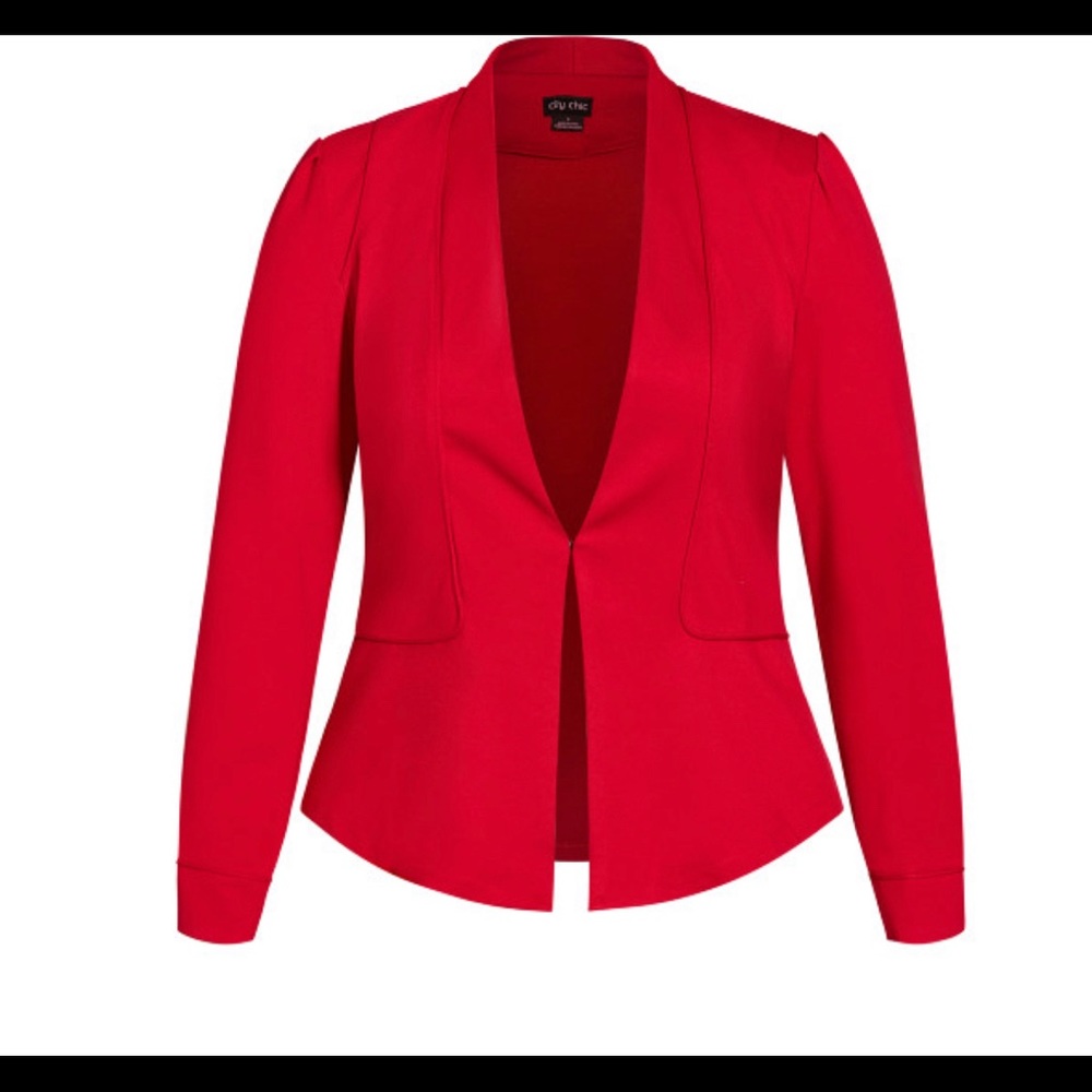 Women’s Orange Open-Front Blazer Jacket - Picture 2 of 5